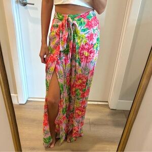 Tropical Tie Front Pants